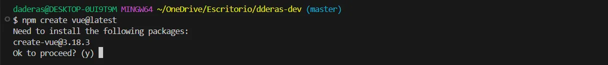 Installing create-vue
